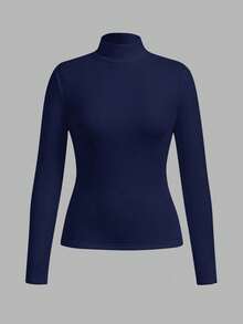 Playera Termica de Manga Larga de Buena Calidad - Azul Marino - Ver 1