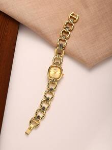 REBIRTH 1pc Women's Bracelet Watch, Elegant Retro Square Quartz Watch Suitable For Daily Wear - one-size - View 3