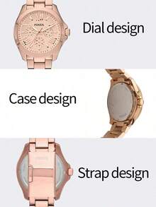 Fossil Women's Quartz Chronograph Watch, Luxury Stainless Steel Band, Date Display, Water Resistant Dress Watch For Daily/Party Wear, Rose Gold/Gold/Silver Ladies Watch Gift AM4511/AM4510/AM4509 - Pink - View 6