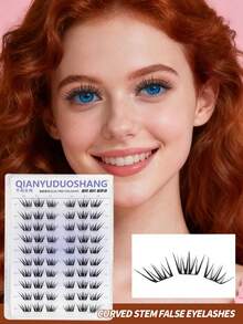 60 piezas de pestañas postizas sin pegamento, pestañas en racimo individuales, naturales y gruesas para el maquillaje de ojos de Año Nuevo, sin irritación - C - Ver 1