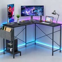 L Shaped Desk, 50 Inch Reversible Computer Desk Corner Gaming Table With CPU Stand & Storage Bag, Sturdy Metal Frame PC Workstation For Home Office - Black - View 2