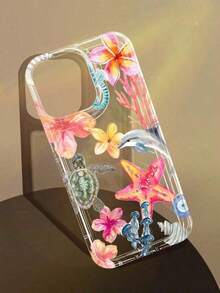 1pc 1pc Ocean Elements Starfish, Sea Turtle, Jellyfish, Hibiscus, Coral, Dolphin Pattern Anti-Slip Transparent Airbag Phone Case Suitable For  11/12/13/14/15/16 Pro Max Accsesories Summer  17 Pro Max Case  17 Case  17 Pro Case  17 Plus Case Clear Phone Case  15 Case  16 Case  16 Plus Case Phone Cases  Case - 1pc - 查看 2