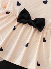 Bộ đồ 2 mảnh kiểu Âu & Mỹ INS dành cho bé gái, gồm áo ngắn tay và quần in hình trái tim, thích hợp cho mùa Xuân/Hè/Thu. - Nhiều màu - Xem 6