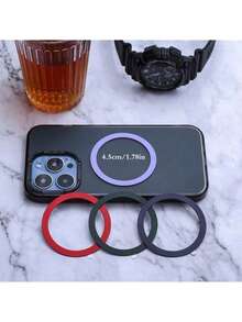 1-Pack Magnetic Adapter Ring For Non-Magnetic Phones: Universal Sticker To Enable Wireless Charging & Secure Car Mount Holder Compatibility. - Multicolor - View 5