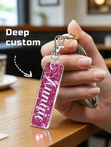 1pc Customized Personalized Glitter Acrylic Name Keyring: Sparkle Bag Charm ﻿ - Multicolor - View 1
