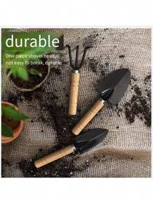 3pcs Wooden Handle Gardening Tool Set, Metal Shovel, Spade And Fork, Rustic Style Durable And Easy To Use, Suitable For Garden Potted Soil And Plant Care, Outdoor Gardening Essential, Valentine's Day Mother's Day Graduation Housewarming Gift - Upgraded Version - View 7