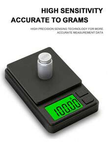 One High-Precision Portable Jewelry Scale With A Weighing Range Of 500g/1000g., Mini Digital Scale, Kitchen Electronic Scale, Digital Gram Weight Scale, Multi-Functional Dedicated Accurate Measurement Black With Lid Can Be Used As A Tray, Precision Small Electronic Weighing Scale With Backlit LCD Display, Measuring Handheld Accessory Scale, Suitable For Travel, Kitchen, Cooking, Baking, Tea, Daily Essential Weighing Tools.Battery Not Included - Multicolor - View 12