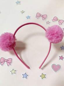 1个可爱毛绒发箍，黑/红/黄三色可选，女孩发饰，时尚日常佩戴头饰，红色 - 黃色 - 查看 24