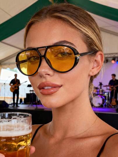 1 par de gafas de moda con marco grande y de alta calidad en color naranja, adecuadas para personas de 18, 21, 30, 40 y 50 años, accesorio de regalo, favor de fiesta, gafas para decoración diaria, ideal para uso diario, vuelta al colegio, vacaciones, estilo universitario, atuendo de playa en verano, y una opción de accesorio perfecto para mujeres