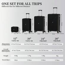 YSTYLE 4-Piece Suitcase (12/20/24/28 Inches), The Perfect Travel Companion! Scratch-Resistant, Beautiful, And Elegant. Lightweight And Easy To Carry With Swivel Wheels. - Black - View 8