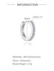 1Pc 925 Sterling Silver Moissanite Fashion Eight-Pointed Star Stud Earring Hypoallergenic Pure Silver Flat Back Cartilage Helix Piercing Suitable For Women'S Daily Wear, Parties, And Banquet Occasions - Silver - View 11