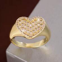1pc Fashionable Heart-Shaped Design Cubic Zirconia Ring, Valentine's Day Gift For Women - Multicolor - View 18