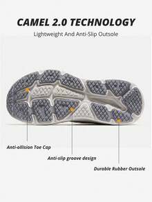 CAMEL CROWN 男士减震跑步鞋，休闲春夏防滑透气跑步运动鞋 - 一度灰/白 - 查看 6