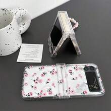 精致玫瑰花折叠手机壳，带链条，适用于三星 Galaxy Z Flip3 5G/Galaxy Z Flip 4 5G/Galaxy Z Flip 5 5G/Galaxy Z Flip 6 5G/Galaxy Z Flip 7 5G，优雅折叠手机壳 - 彩色 - 查看 3
