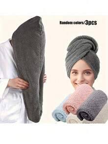 1/4条超细纤维干发巾，300克柔软干发帽，简约纯色浴室干发巾，超强吸水干发巾，防毛躁湿发帽，浴室用品，浴室配件 - 彩色 - 查看 14