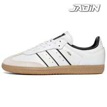 Adidas Samba OG J 'Double White Black Gum'kid's- IH5585 - Ivory White - View 1