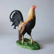 Escultura de gallo giro de pelea. figura de resina. crema. - 1PC - Ver 1