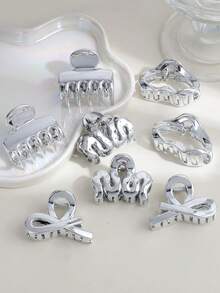 2pcs Women's Fashion Glossy Mini Hair Clips, Suitable For Daily Wear - Multicolor - View 3