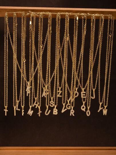 1pc Fashionable Creative Stainless Steel Women's Letter Pendant With Rhinestones, Suitable For Daily, Festival, Dating, Engagement, Wedding, Outing, Party Matching