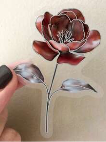 1Set Transparent Koi Flower Sticker Silver Foil Stickes Aesthetic Stickers Craft Supplies PET Vinyl Sticker - Multicolor - View 4