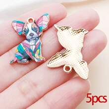 5/10个珐琅可爱宠物狗吊坠，镀金吉娃娃动物吊坠，适用于DIY手链、项链、耳环制作和工艺品制作 - 彩色 - 查看 16