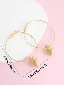 1 par de pendientes minimalistas con forma de corazón, adecuados para combinar con atuendos elegantes - Dorado - Ver 5