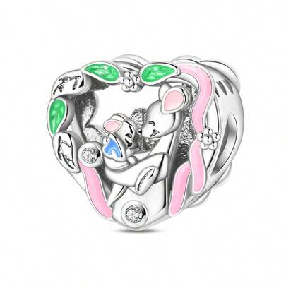 1颗镀银心形兔子吊坠珠。整体风格甜美可爱，充满童趣和温暖。非常适合DIY珠宝项目，例如制作原创蛇形手链、项链或串珠手链。是情人节、母亲节或儿童节的理想礼物。兼容大多数欧洲品牌的手链和项链。是表达爱意和温暖的完美之选。