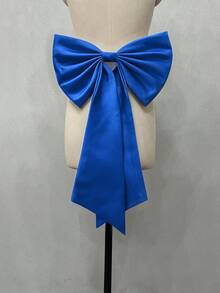1件裝 玫瑰紅緞面單層後蝴蝶結 39cm+ 長緞帶 55cm 腰部布料裝飾配件 - 彩色 - 查看 21