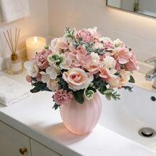 4 PCS Premium Silk Peony Rose Bouquets, Realistic Fake Flowers For Dining Table Centerpieces, Versatile Artificial Floral Decor For Indoor & Outdoor Events - Pink - View 8