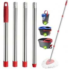 4-Section Spin Mop Replacement Handle 2.5-5 Foot Mop Replacement Stick Only Compatible With Ocedar Mop Handle EasyWring Mops Head Base Not Included - Chỉ có màu đỏ, 1 tay cầm - Xem 9