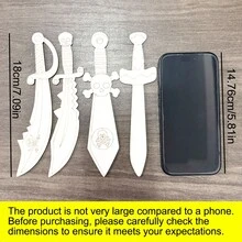4/8件套未完成的空白木制海盗剑，未完成的彩色木制创意海盗造型DIY工艺品，适用于各种派对、生日、派对礼物、嘉年华节日装饰 - 彩色 - 查看 2