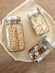 3pcs Glass Mason Jars, Glass Storage Jars With Airtight Lids, Suitable For Jam, Salad Dressing, Honey, Bath/Wedding Gifts, Kitchen Gadgets, Affordable Kitchen Accessories - Multicolor - View 3