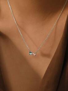 Custom Bow Birthstone Necklace Two Birthstone Pendant Necklace Meaningful Gifts For Mom Birthstone Jewelry Christmas Gift Wedding Necklace - Multicolor - View 3