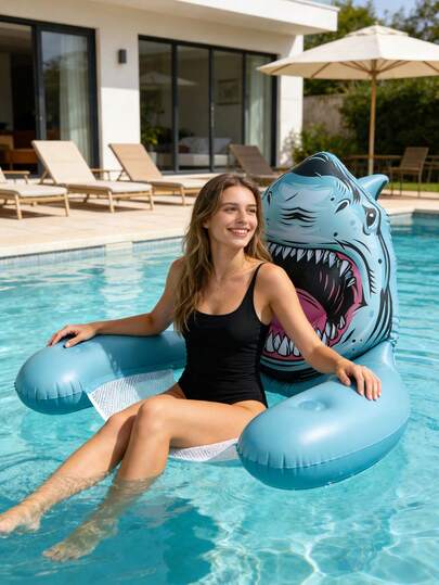 充气水上躺椅，带靠背的充气动物躺椅，带靠背的充气排水漂浮椅/吊床两用躺椅，夏季可折叠充气泳池椅，适用于水疗中心、泳池、海滩和湖泊休闲，便携式可折叠漂浮垫，适合旅行、度假和夏季派对，是日光浴和水上休闲的理想礼物，春季必备，夏季必备，春季装饰，夏季装饰。