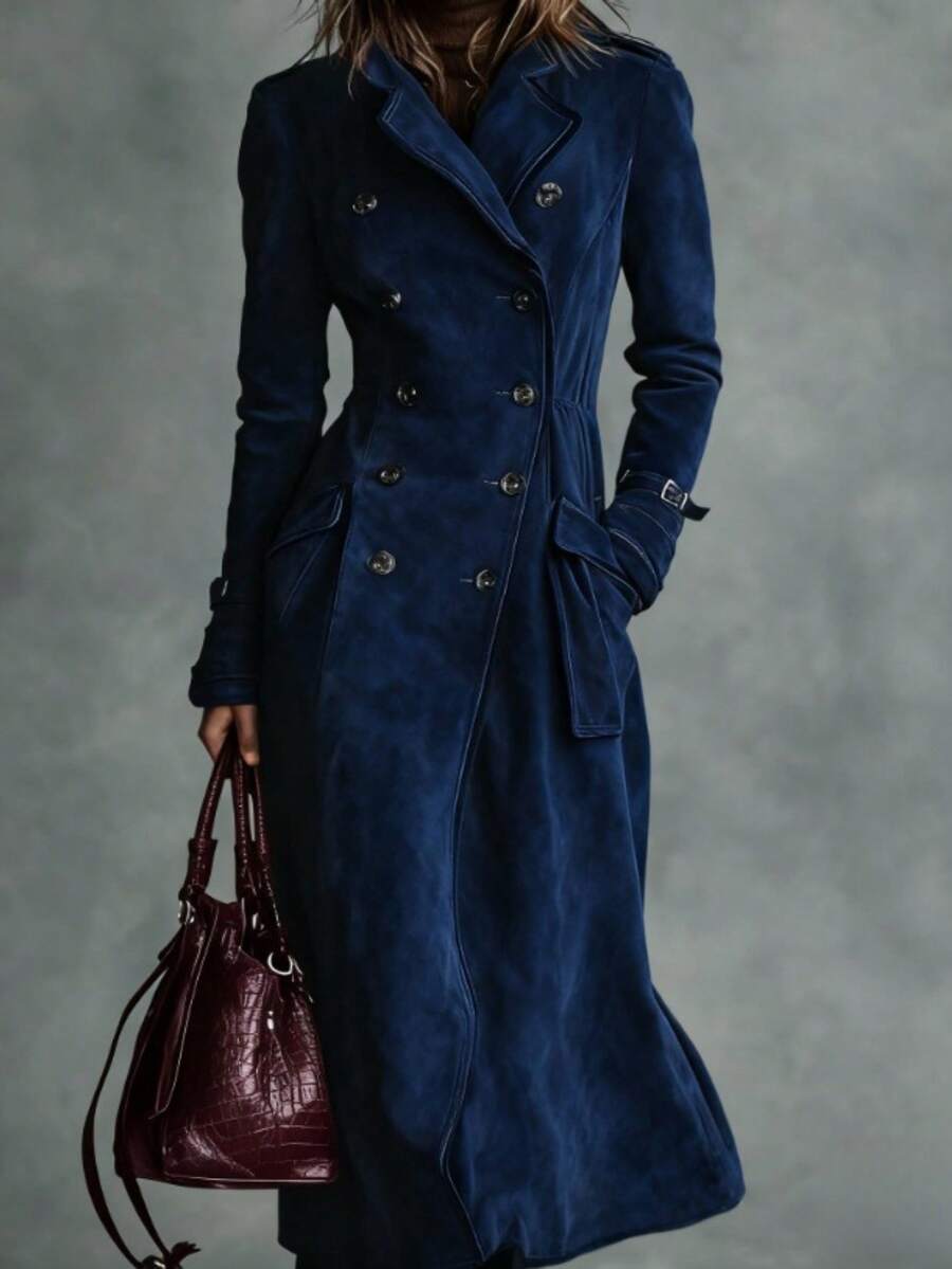 Women Trench Coats - Blue - View 1