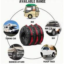 4pcs Adjustable Portable Tire Cover With Woven Handle, Spare Tire Storage Bag, Dust And Scratch Resistant Tire Protector, Easy To Clean Material, Universal Fit - A - View 7