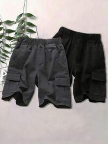 2条装青少年男童休闲运动户外工装短裤，春夏款 - 彩色 - 查看 1