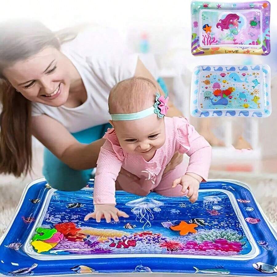 Alfombra de agua inflable para niños, alfombra de gateo y entrenamiento para bebés, juguete de almohadilla de golpeteo para bebés para promover el desarrollo sensorial y la coordinación - Como se muestra en la imagen - Ver 1