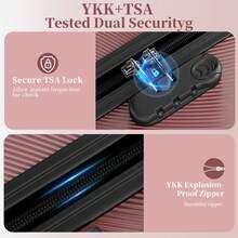 YSTYLE Set Of 4 Hardside Suitcases (12, 20, 24, 28inch), With Scratch- And Impact-Resistant ABS Shell And Spacious Design: The Ideal Travel Companion. - Rose Gold - View 6