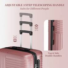 YSTYLE Set Of 4 Hardside Suitcases (12, 20, 24, 28inch), With Scratch- And Impact-Resistant ABS Shell And Spacious Design: The Ideal Travel Companion. - Rose Gold - View 5