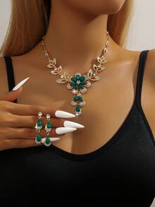 3 Pieces/Set Of Elegant And Multifunctional Flower Shaped Necklaces And Earrings, Made Of Zinc Alloy Material, Suitable For Women's Daily, Wedding, Party, And Holiday Gifts - 8036 - View 3