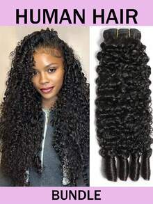 Burmese Curly Bundles Human Hair Extensions Water Curly Human Hair With Spiral Ends Double Weft Quick Weave For Women Natural Black Color 45g/Bundle - Natural Black - View 1
