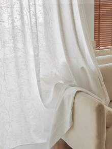 1件半透明镂空欧式花卉图案波西米亚风半透明窗帘,卧室、客厅装饰窗帘,家居装饰,四季皆宜 - 彩色 - 查看 3