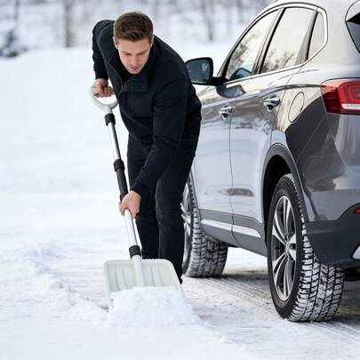  COSTWAY 26 Cm Wide Snow Shovel Lightweight Transfer Shovel, White