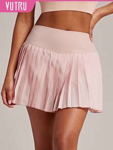 Váy thể thao xếp ly cạp cao 2 trong 1 tích hợp quần short, chống cọ xát, thích hợp cho cầu lông, tennis mùa hè. - Màu Hồng baby - Xem 1