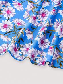 2 piezas Vestido de mujer de gasa con estampado floral y conjunto elegante y romántico para cita en verano y primavera - Multicolor 4 - Ver 5