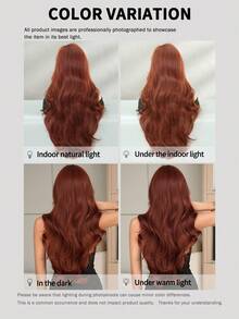 7JHH WIGS Orange Extra Long Wave Wigs For Women 28 Inch Extra Long Wavy Wig With Side Curtain Bangs, Heat Resistant Fiber Hair Synthetic Curly Wig For Daily & Music Festival Party Wear, Halloween Cosplay Costume Use Fashion Wig Accessories - Orange - View 9