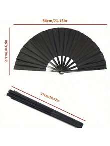 Black Classic Folding Hand Fan, Solid Color Folding Fan, Wooden Accordion-Style Handheld Fan, Summer Cooling Gift, Easy To Carry And Fit In Bag, Suitable For Wedding, Party Gift, Performance, Dance, Home Decor, Festival, Summer - Multicolor - View 9