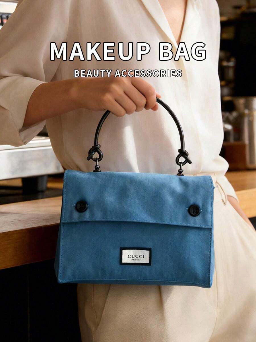 Blue Chain Shoulder Bag, Handbag, Cosmetic Bag, Clutch, Large Capacity Suitable For Cosmetics, Multi-Occasion, Great Gift Choice - Blue - View 1