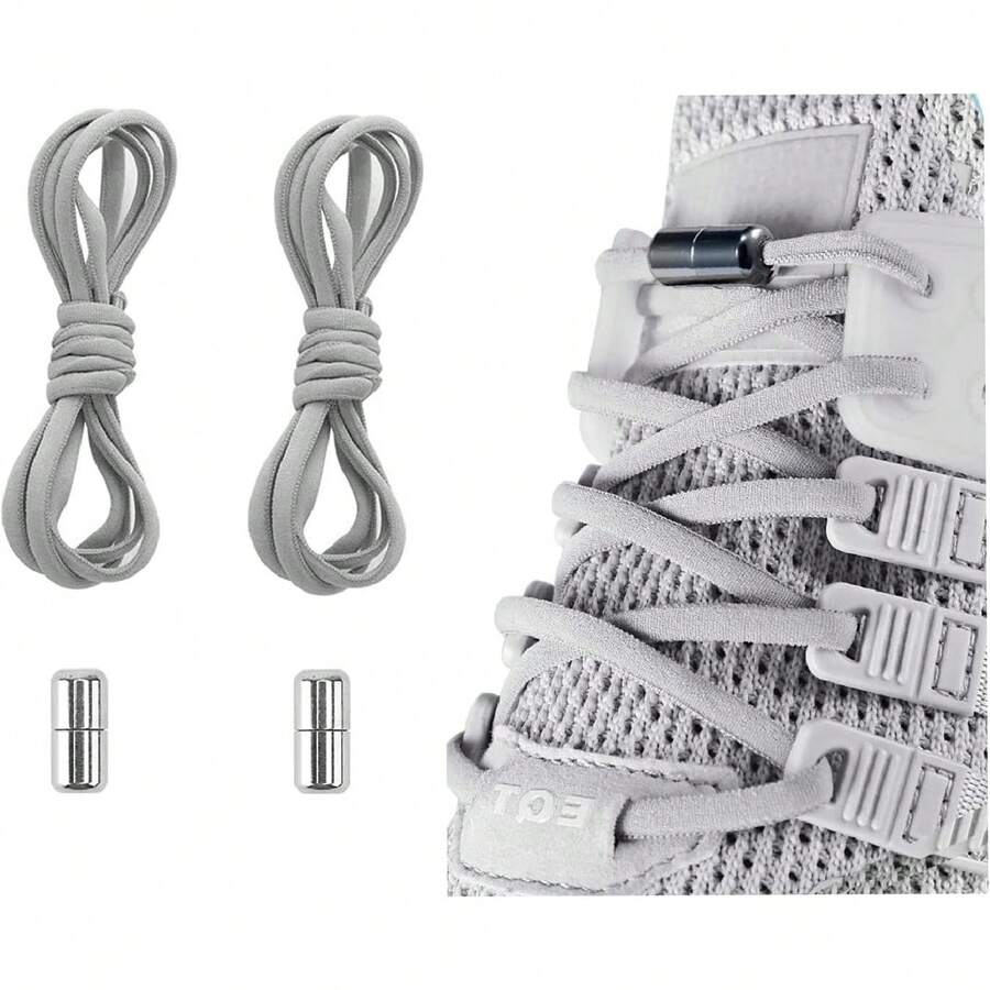 ¡RecomendadoCordones Elásticos sin Cordones Zapatillas Cordones Elásticos Cordones Elásticos de Liberación Rápida sin Cordones Se Adapta a Todo Tipo de Zapatos¡Top de Temporada - Gris - View 1